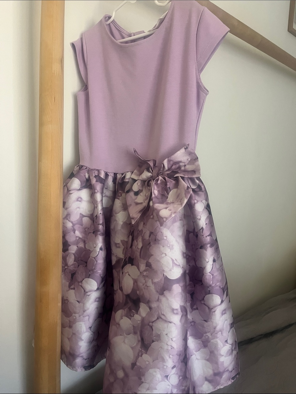 H&M Lilac Floral Satin Skirt Dress with Waist Bow